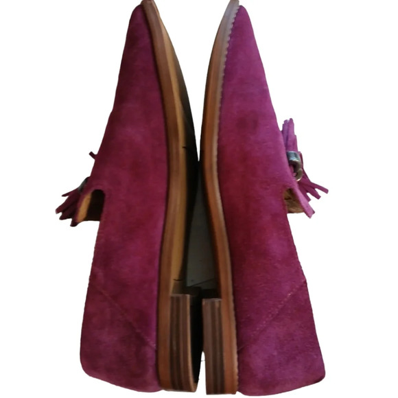 Franco Sarto Jolie Magenta Loafers Slip On Suede Tassled Flats size 8 - Picture 2 of 10